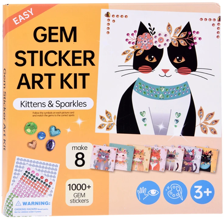 Jokomisiada Diamond Painting Cats for Kids – 8 Pictures, 1000 Gem Stickers ZA6307