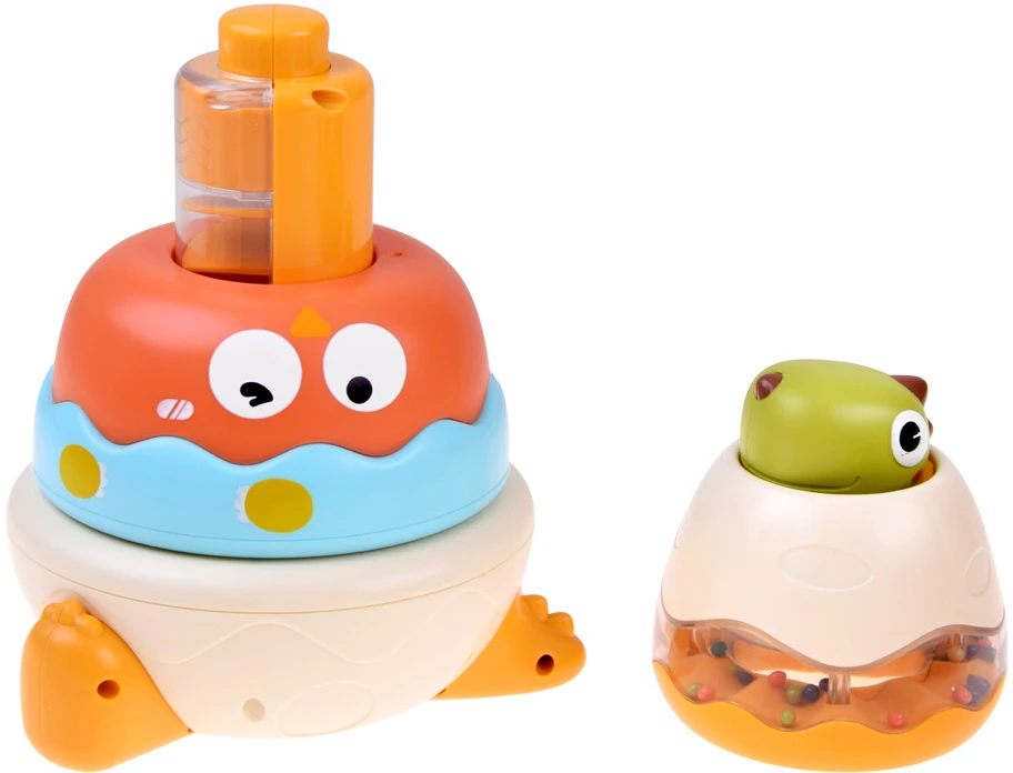 Jokomisiada Dinosaur Sensory Stacking Tower for Children – Rattle and Puzzle ZA6584