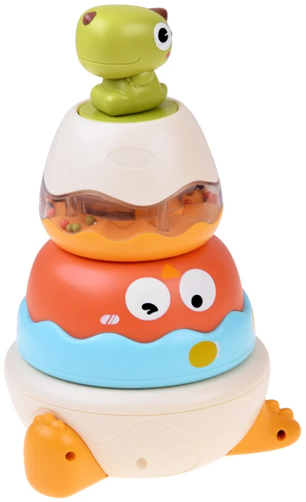 Jokomisiada Dinosaur Sensory Stacking Tower for Children – Rattle and Puzzle ZA6584