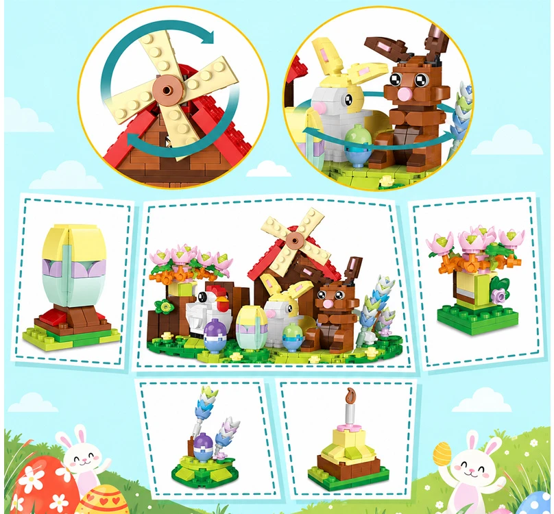 Jokomisiada EASTER FARM 12-in-1 construction blocks, connect together! 665pcs ZA6551