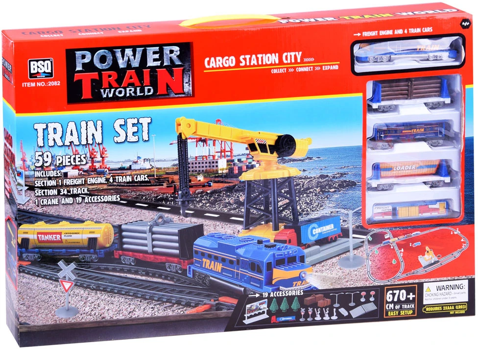 Jokomisiada Electric Train Set Crane 4 Wagons 670 cm Track 59 Pieces RC0779