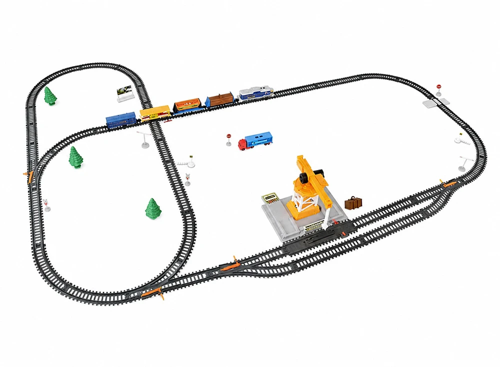 Jokomisiada Electric Train Set Crane 4 Wagons 670 cm Track 59 Pieces RC0779