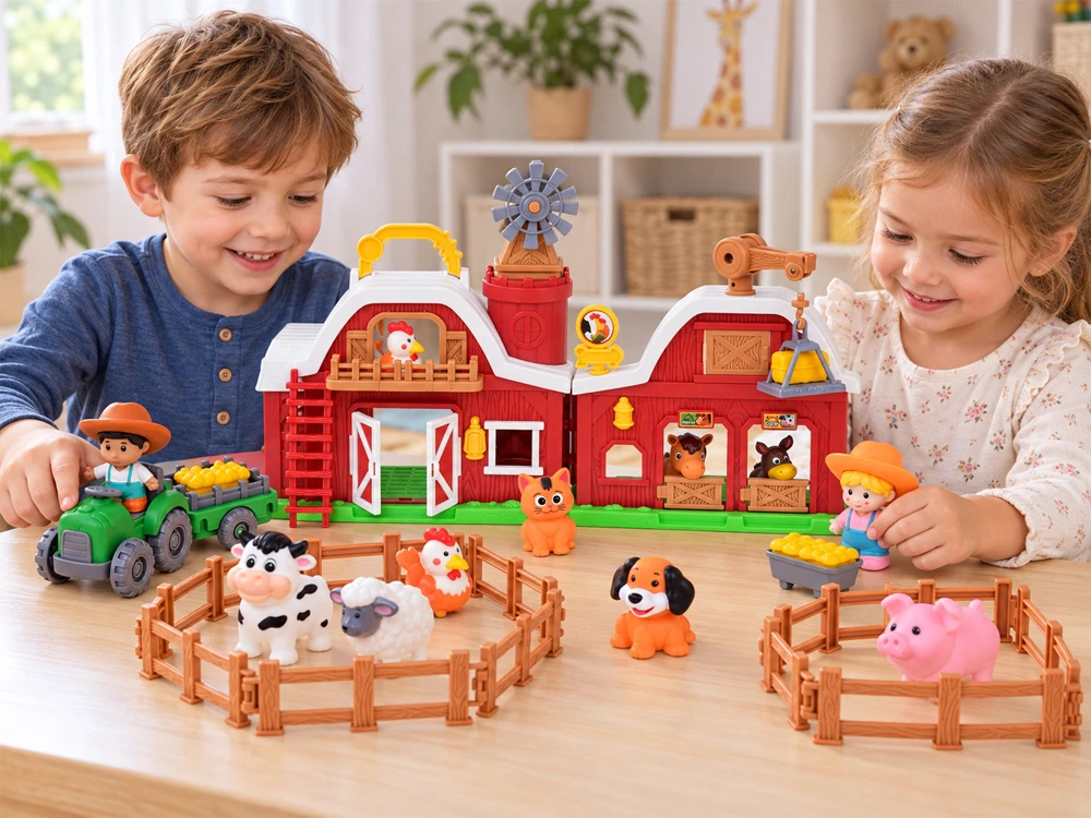 Jokomisiada FARM Opening barn + 10 figures, tractor, and farm accessories ZA6384