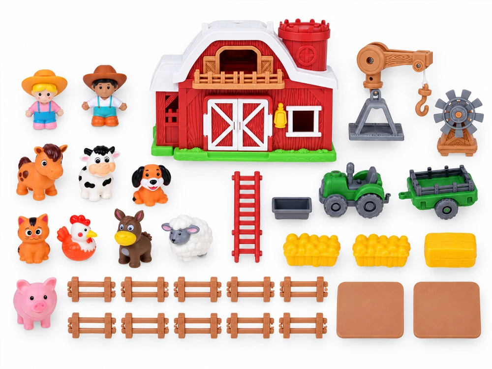 Jokomisiada FARM Opening barn + 10 figures, tractor, and farm accessories ZA6384