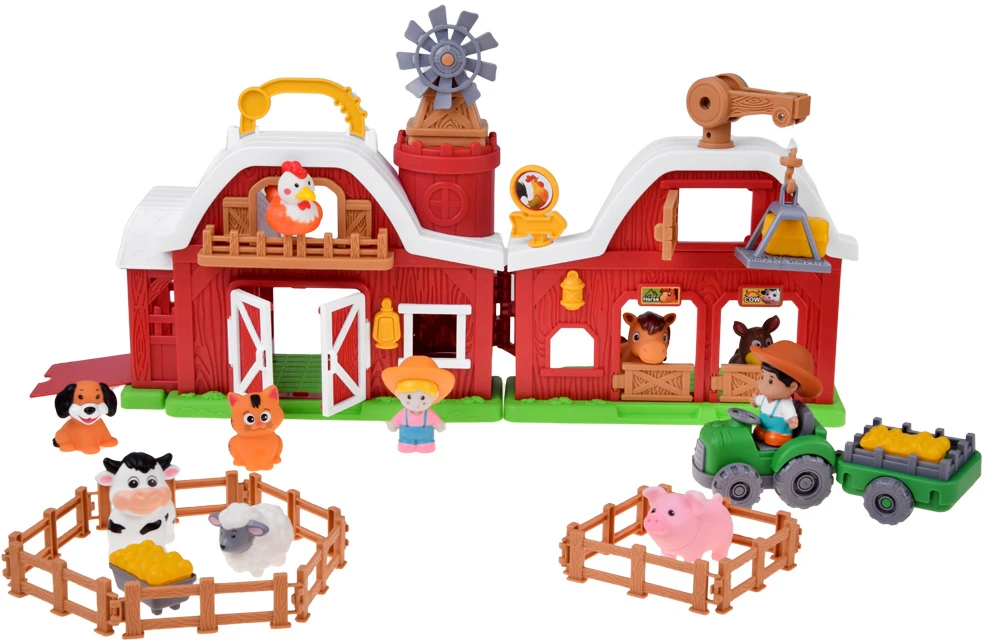 Jokomisiada FARM Opening barn + 10 figures, tractor, and farm accessories ZA6384