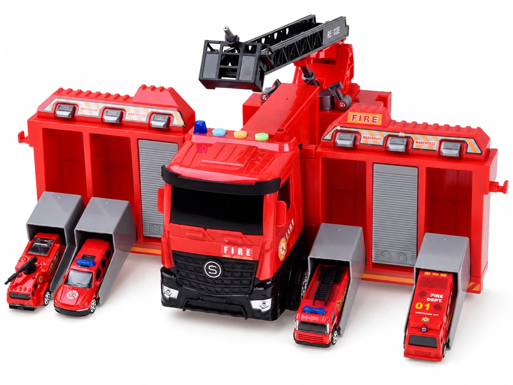 Jokomisiada FIRE BRIGADE transforming Light, sound, water spray + 4 cars ZA6560