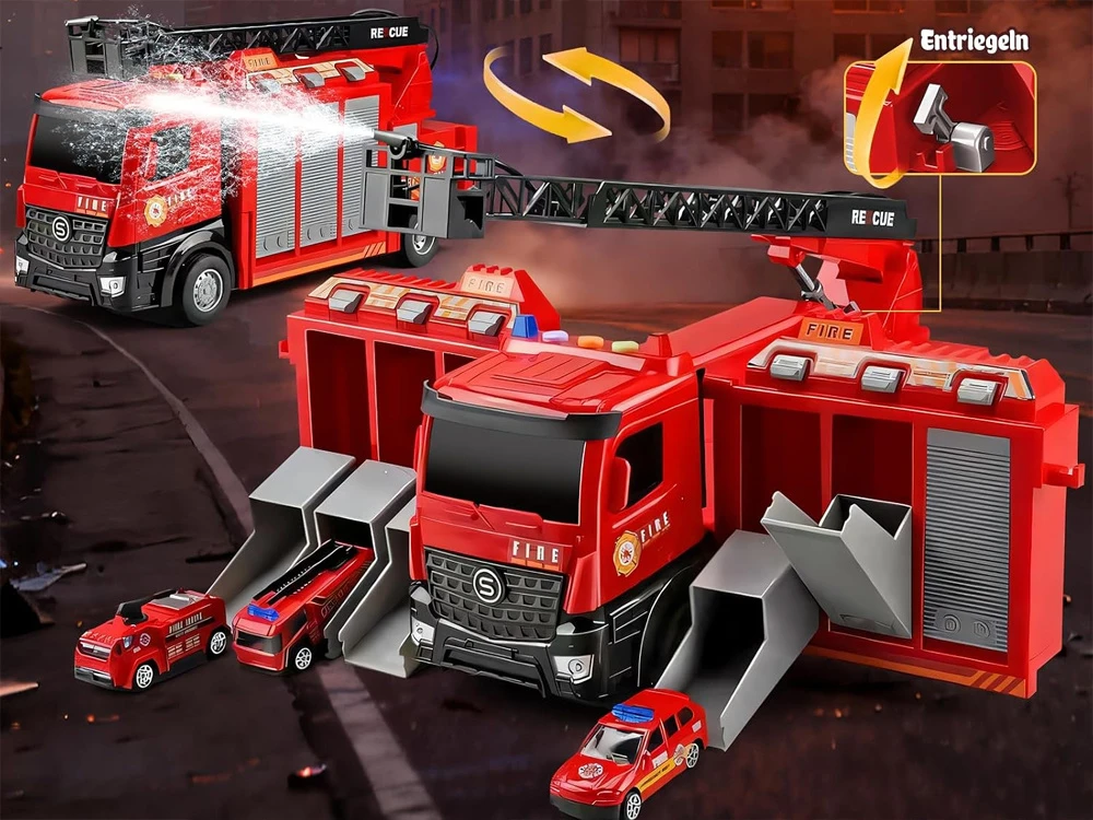 Jokomisiada FIRE BRIGADE transforming Light, sound, water spray + 4 cars ZA6560