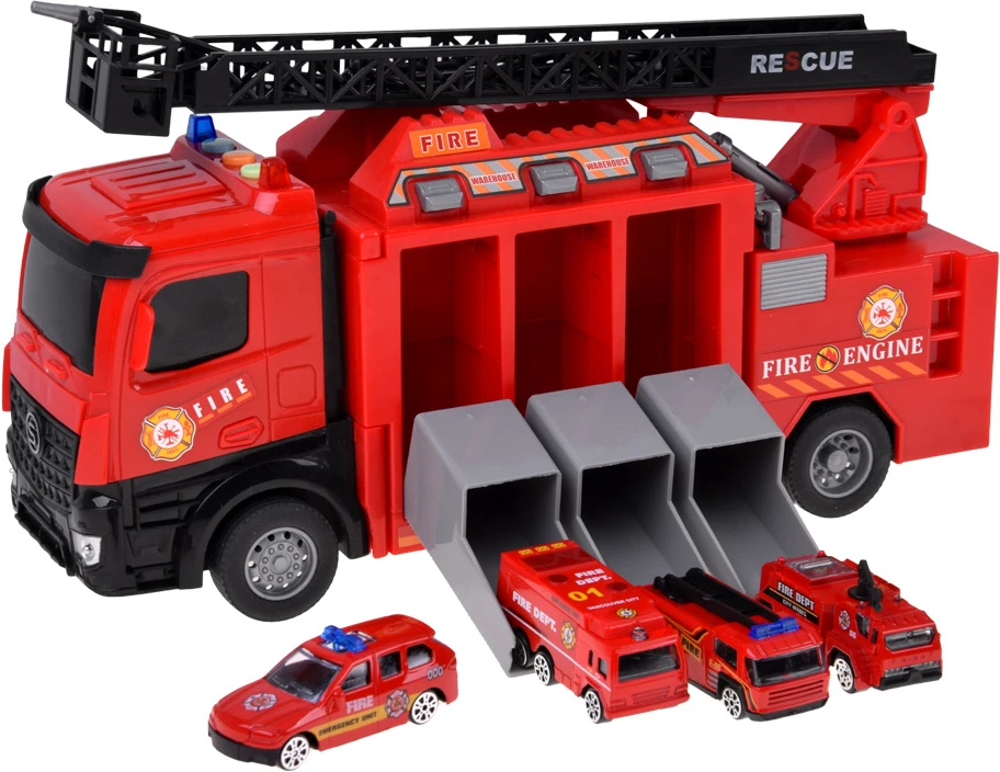 Jokomisiada FIRE BRIGADE transforming Light, sound, water spray + 4 cars ZA6560