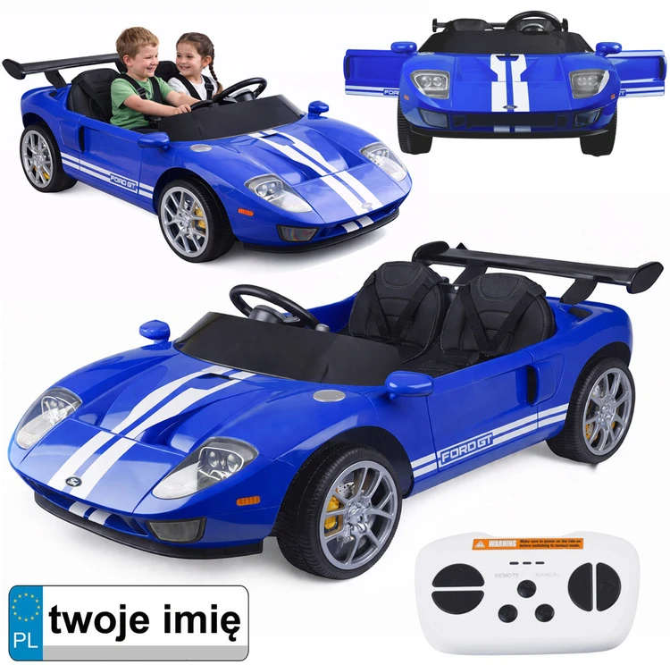 „Jokomisiada Ford GT“ 4 variklių akumuliatorinis vaikiškas automobilis su nuotolinio valdymo pultu 2 asmenims PA0337