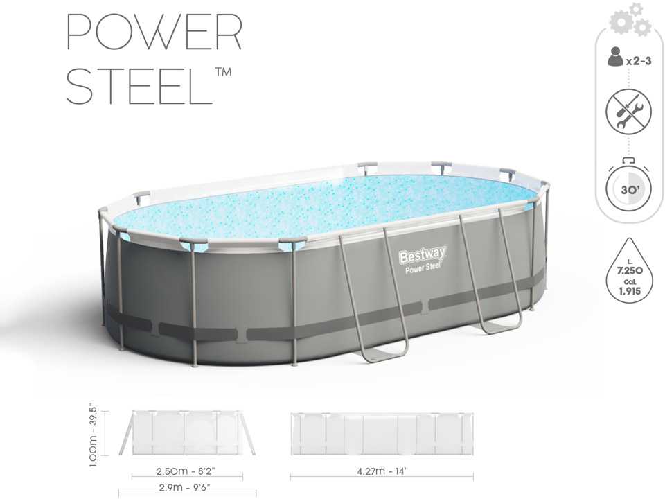 Bestway 56620 "Power Steel" 427 x 250 x 100 cm, ovalaus baseino rinkinys