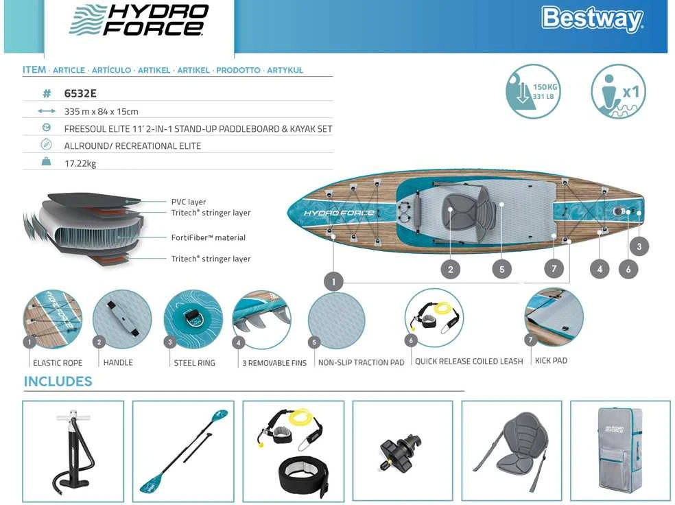 „Hydro-Force 2in1“ 3,35 m x 0,84 m x 0,15 m Bestway 6532E