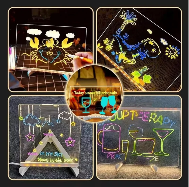 Dėlionė Jokomisiada Illuminated LED Drawing and Painting Board with 7 Markers and Stand ZA6326
