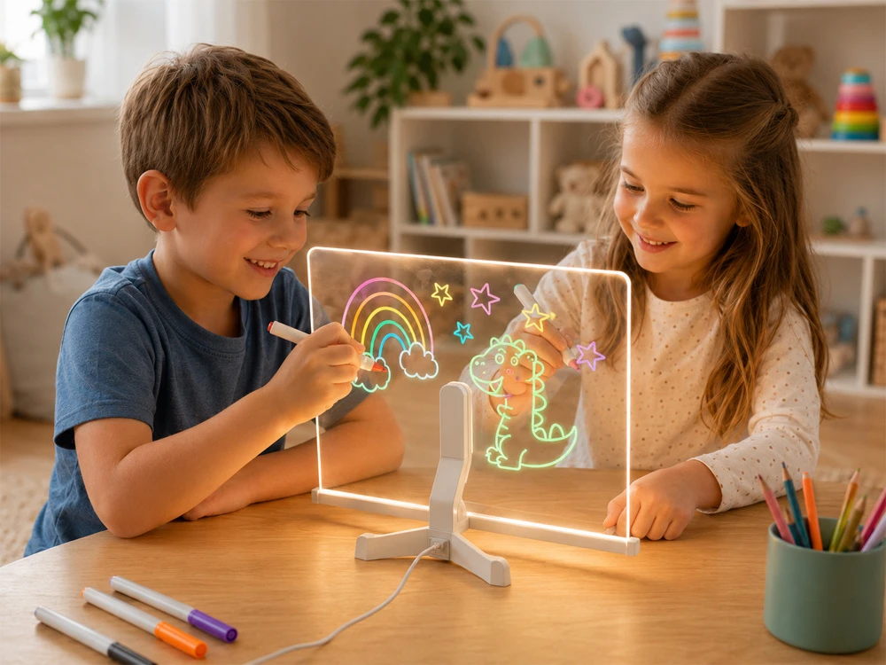 Dėlionė Jokomisiada Illuminated LED Drawing and Painting Board with 7 Markers and Stand ZA6326