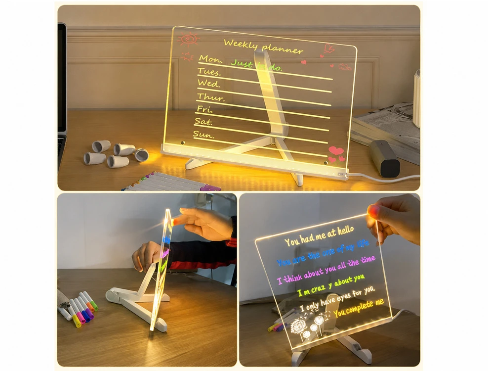 Dėlionė Jokomisiada Illuminated LED Drawing and Painting Board with 7 Markers and Stand ZA6326