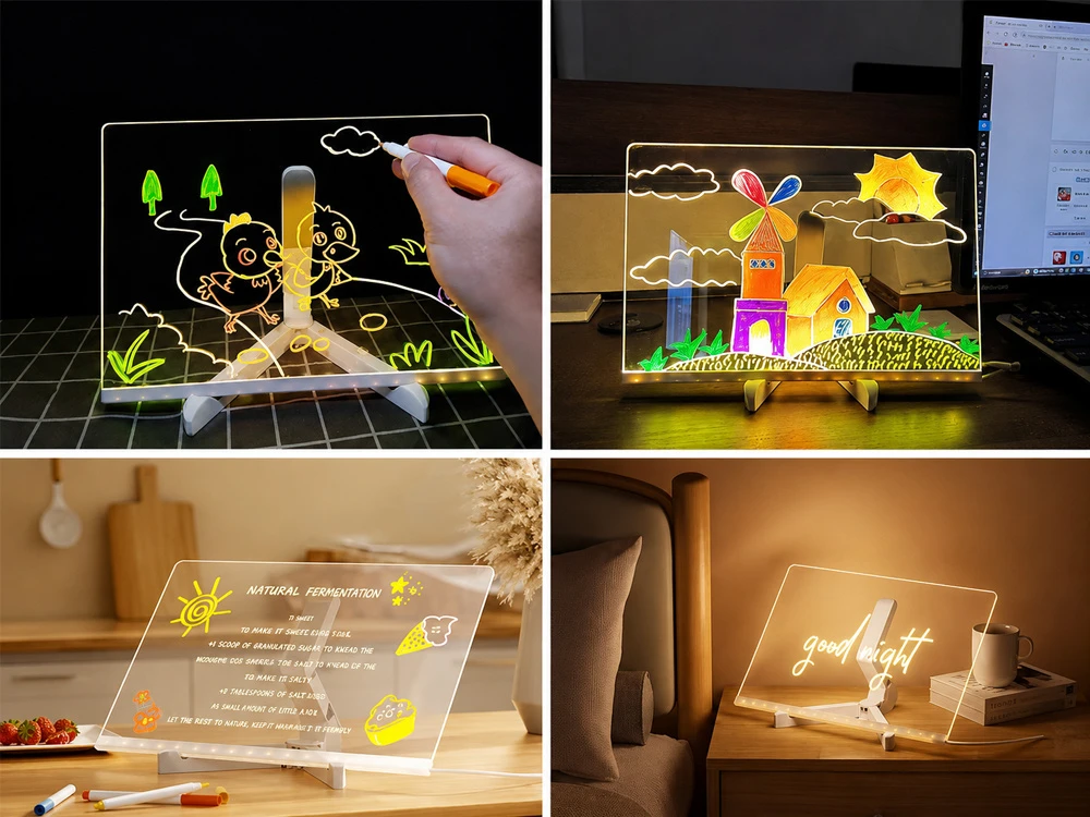 Dėlionė Jokomisiada Illuminated LED Drawing and Painting Board with 7 Markers and Stand ZA6326