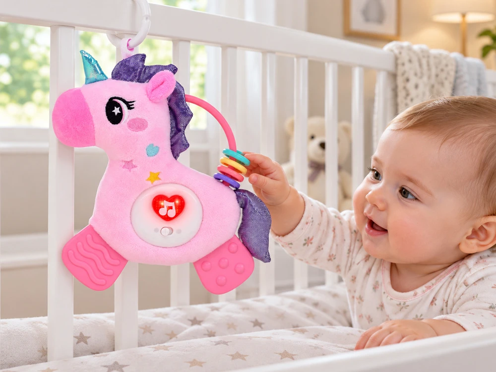 Jokomisiada Interactive baby pendant UNICORN teether, 12 melodies ZA6349