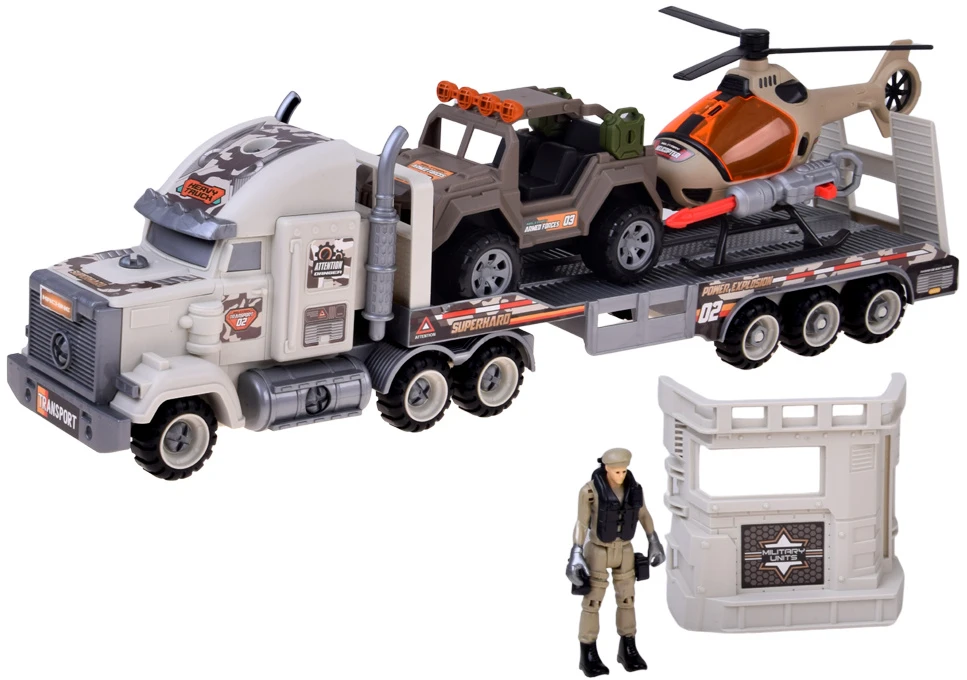 Jokomisiada Large Military Army Playset Truck Tank Helicopter Missiles ZA6365