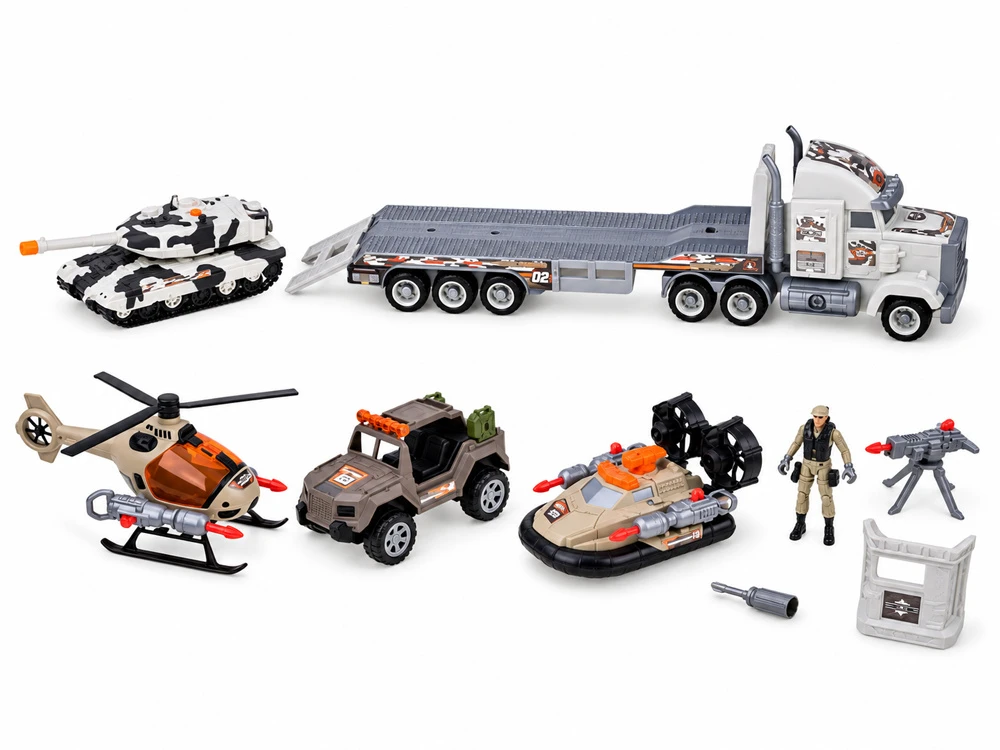 Jokomisiada Large Military Army Playset Truck Tank Helicopter Missiles ZA6365