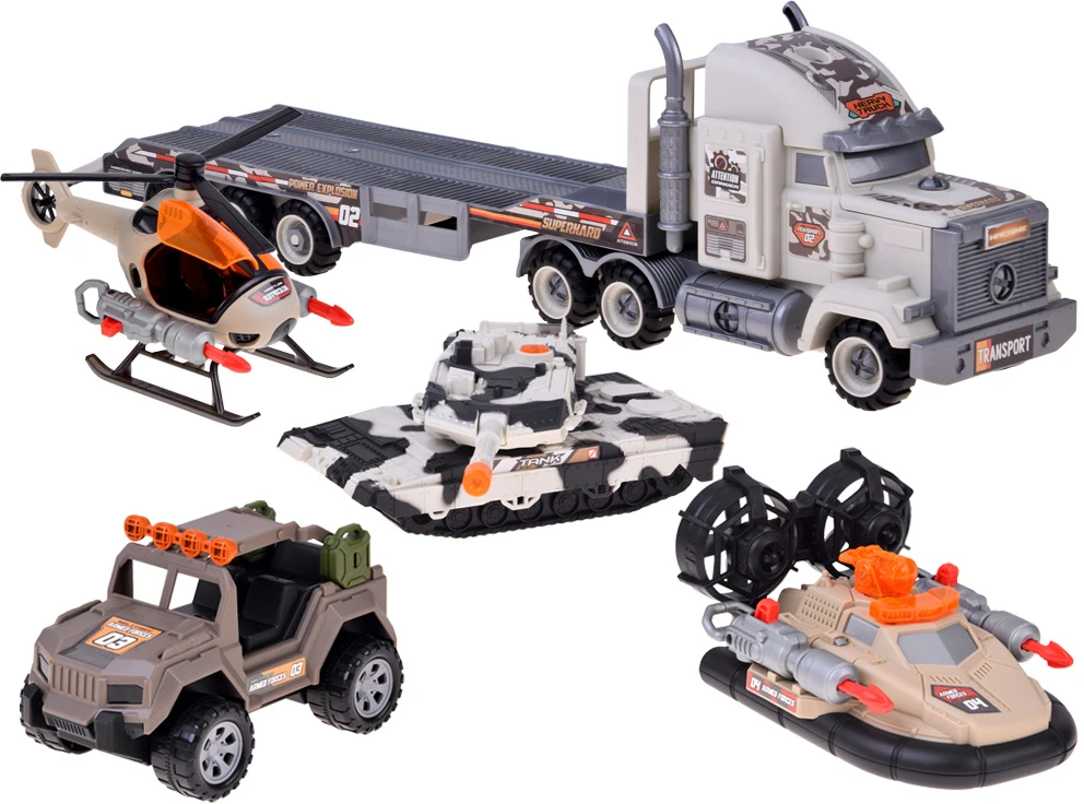 Jokomisiada Large Military Army Playset Truck Tank Helicopter Missiles ZA6365