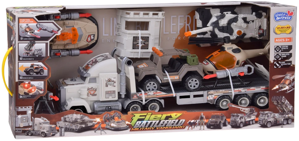 Jokomisiada Large Military Army Playset Truck Tank Helicopter Missiles ZA6365