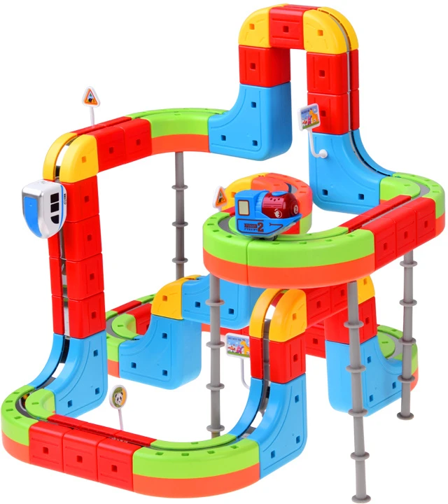 Jokomisiada MAGNETIC BLOCKS Magnetic track for trains - 178pcs DIY train ZA6331