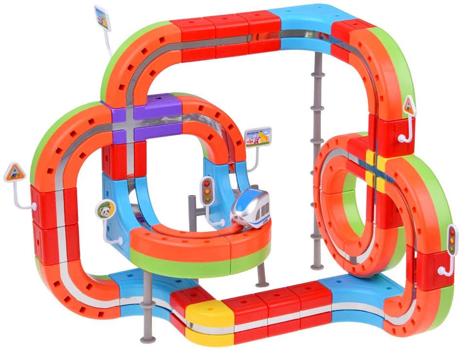 Jokomisiada MAGNETIC BLOCKS Magnetic track for trains - 135pcs DIY train ZA6330