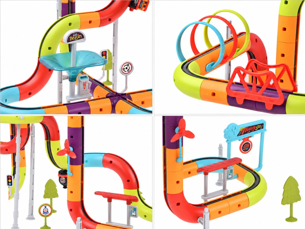 Jokomisiada MAGNETIC BLOCKS Magnetic track for trains - 114pcs DIY train ZA6578