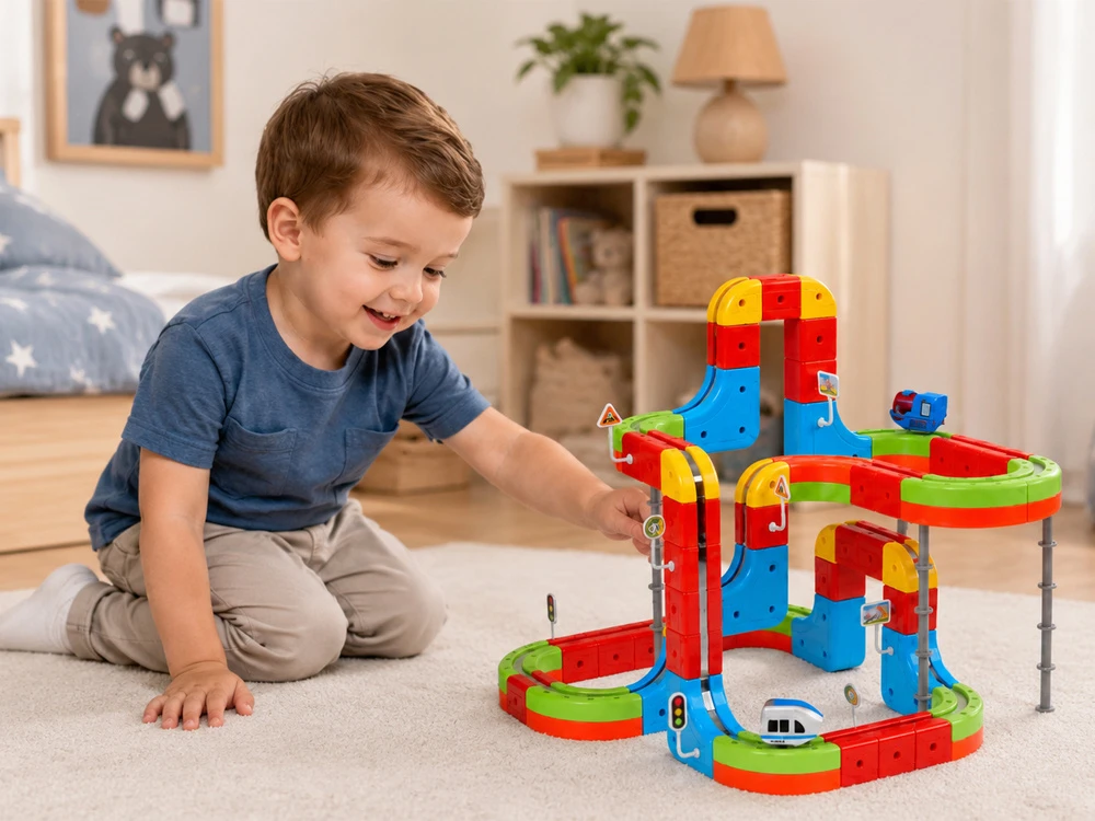 Jokomisiada MAGNETIC BLOCKS Magnetic track for trains - 178pcs DIY train ZA6331