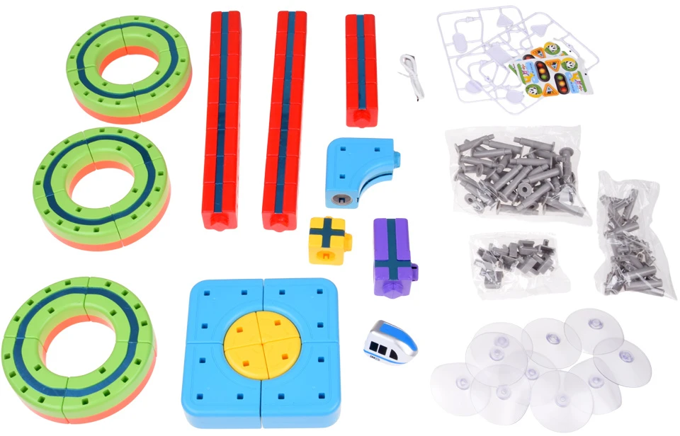 Jokomisiada MAGNETIC BLOCKS Magnetic track for trains - 135pcs DIY train ZA6330