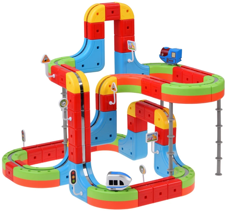 Jokomisiada MAGNETIC BLOCKS Magnetic track for trains - 178pcs DIY train ZA6331