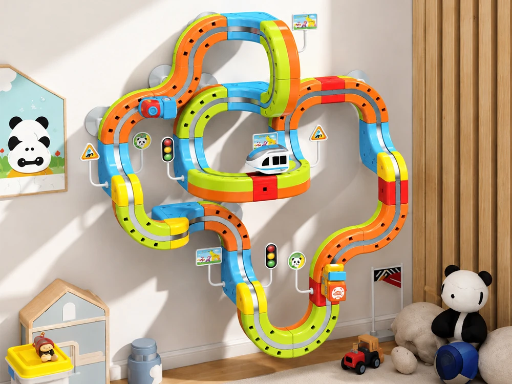 Jokomisiada MAGNETIC BLOCKS Magnetic track for trains - 178pcs DIY train ZA6331