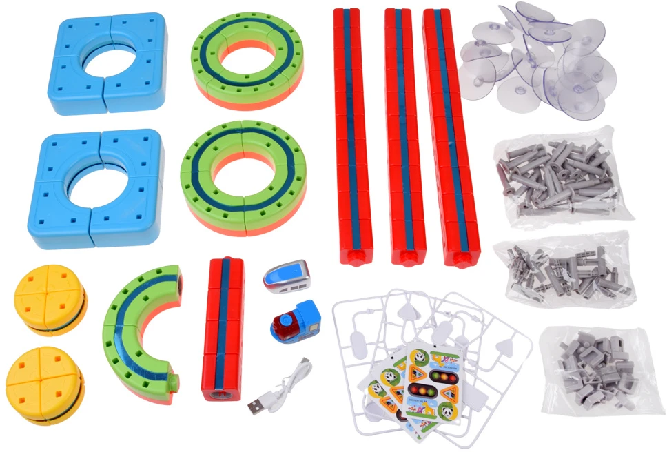 Jokomisiada MAGNETIC BLOCKS Magnetic track for trains - 178pcs DIY train ZA6331