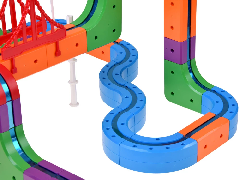 Jokomisiada Magnetic Building Blocks: Magnetic Train Track – 114-Piece DIY Train Set ZA6281