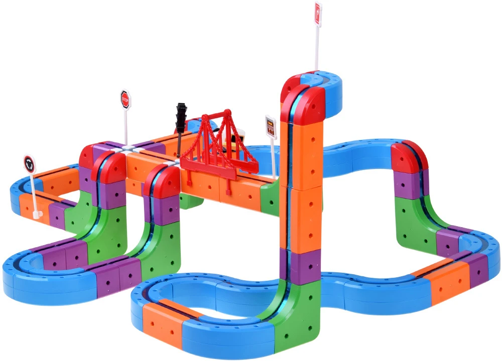 Jokomisiada Magnetic Building Blocks: Magnetic Train Track – 114-Piece DIY Train Set ZA6281