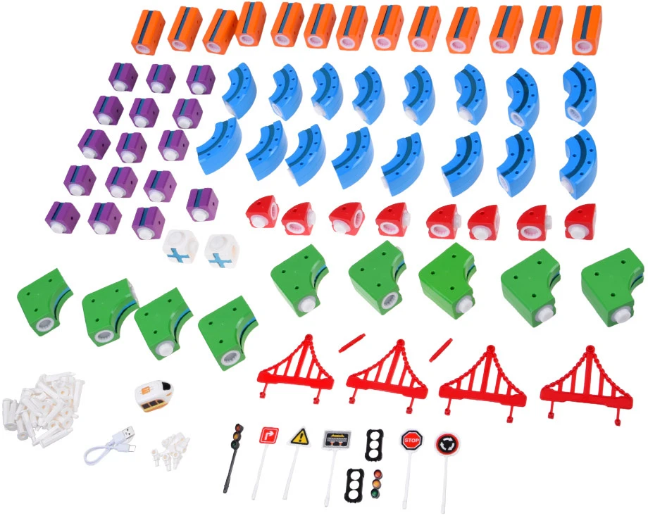 Jokomisiada Magnetic Building Blocks: Magnetic Train Track – 114-Piece DIY Train Set ZA6281