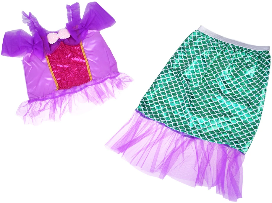 Jokomisiada Mermaid Costume for Girls with Top and Shimmering Fish-Scale Skirt ZA6382