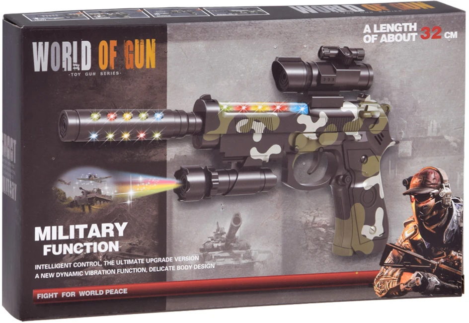 Jokomisiada Military Toy Gun with Projektorius Light Effects Camouflage 32 cm ZA6415