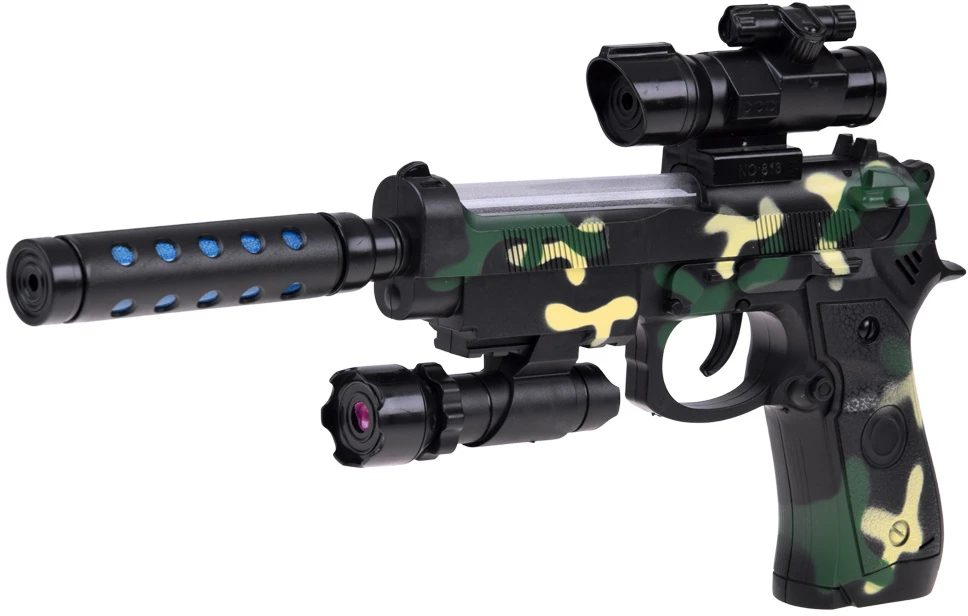 Jokomisiada Military Toy Gun with Projektorius Light Effects Camouflage 32 cm ZA6415