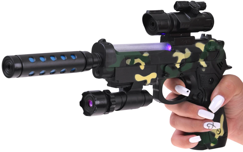 Jokomisiada Military Toy Gun with Projektorius Light Effects Camouflage 32 cm ZA6415