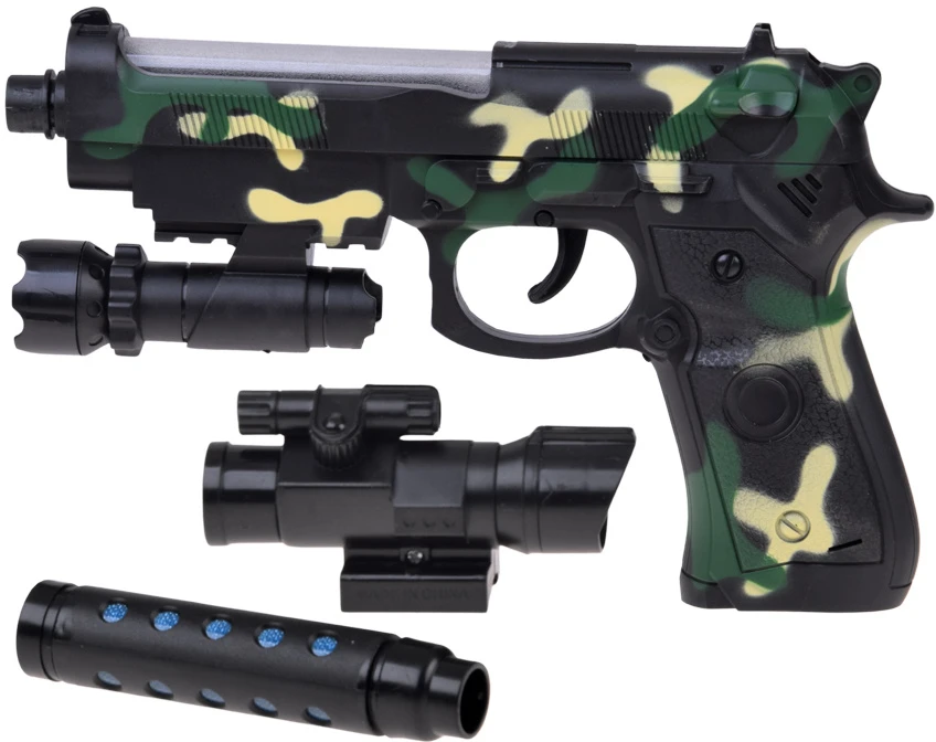 Jokomisiada Military Toy Gun with Projektorius Light Effects Camouflage 32 cm ZA6415