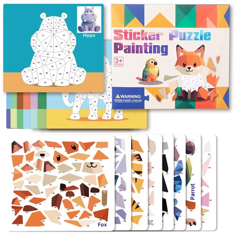 Jokomisiada Numerical mosaic - gluing by numbers ANIMALS 8 pictures ZA6629 A