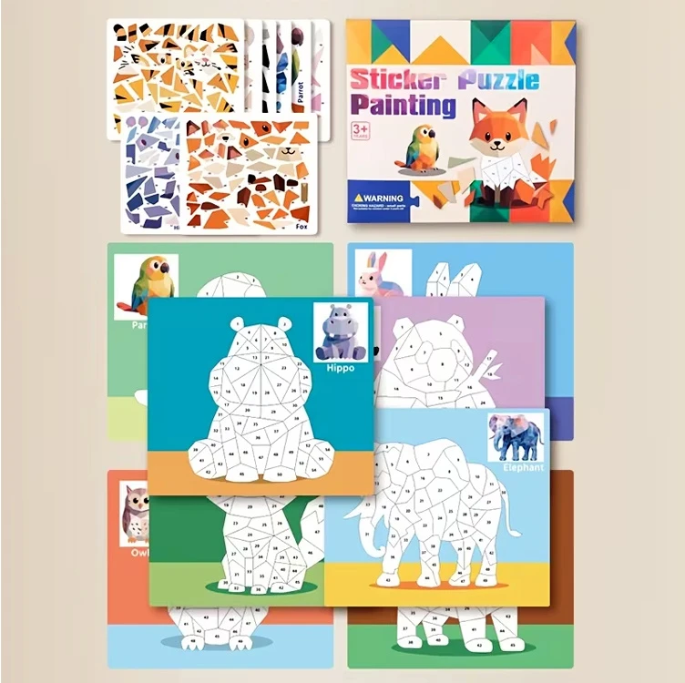 Jokomisiada Numerical mosaic - gluing by numbers ANIMALS 8 pictures ZA6629 A
