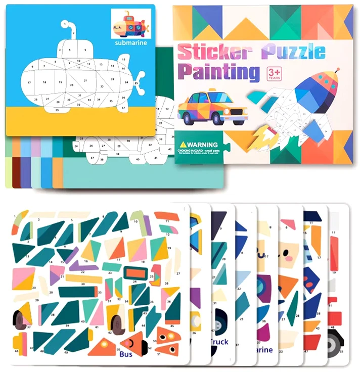 Jokomisiada Numerical mosaic - gluing by numbers VEHICLES 8 pictures ZA6629 B