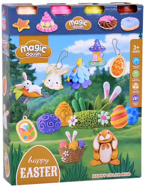 Jokomisiada Pastelinis rinkinys EASTER Plastilinas + formelės + lipdukai ZA5506