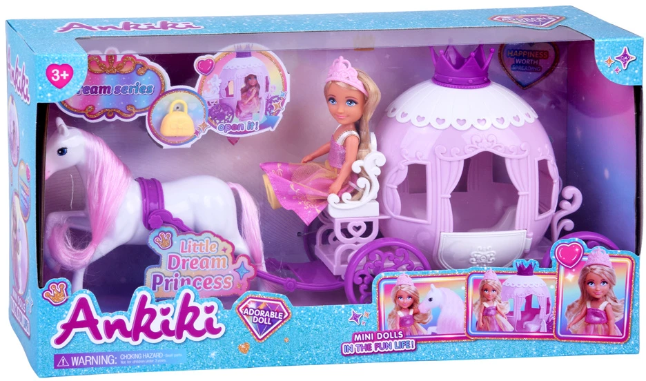 Jokomisiada Ankiki Mini Doll with Carriage – Little Princess in a Rožinė Dress ZA6007