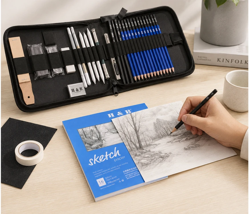 Dėlionė Jokomisiada Professional Sketching and Drawing Set Pencils Graphite Pieštukas Case AP0128