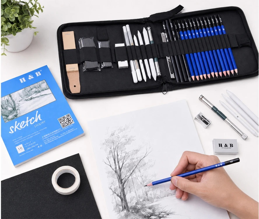 Dėlionė Jokomisiada Professional Sketching and Drawing Set Pencils Graphite Pieštukas Case AP0128