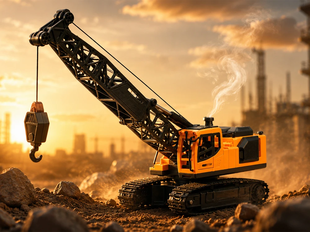 Jokomisiada Remote-controlled crane Movable arm with lowering rope + steam RC0793