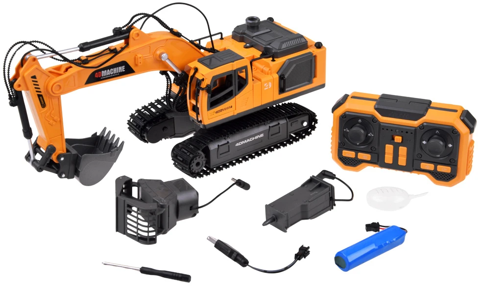 Jokomisiada Remote-Controlled Excavator + Bucket Grab Hydraulic Breaker Smoke Sound Lights RC0792
