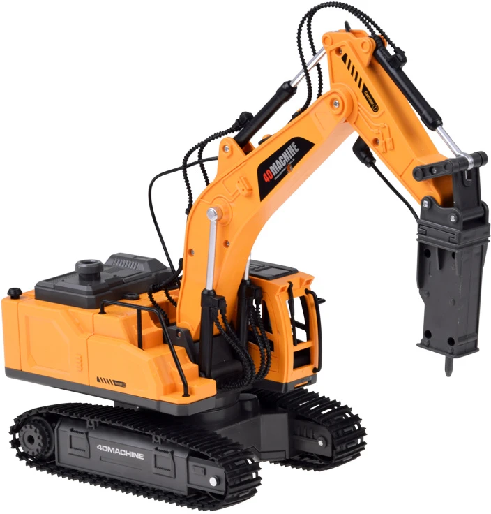 Jokomisiada Remote-Controlled Excavator + Bucket Grab Hydraulic Breaker Smoke Sound Lights RC0792
